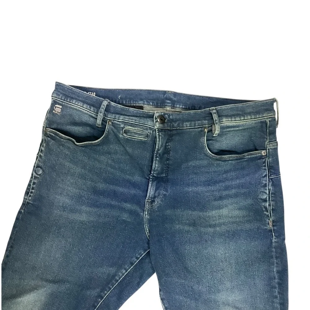 G-Star Raw‎ D-Staq 3D Slim Jeans Mens 32 Medium Wash Blue Tapered Denim D05385